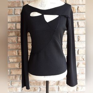 Corlinda Black Merino Blend Long Sleeve Sweater Made In Italy. Size Small.